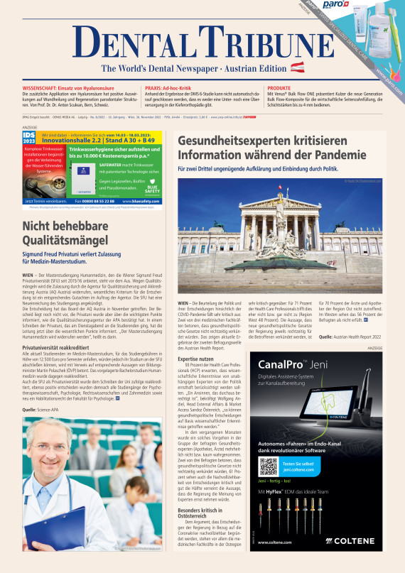 Cover Dental Tribune Österreich 08/2022