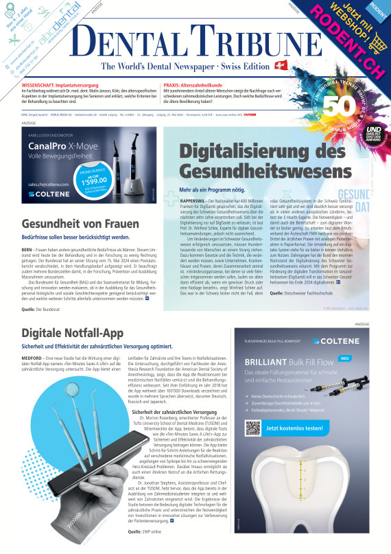 cover zu Dental Tribune Schweiz 04/2024
