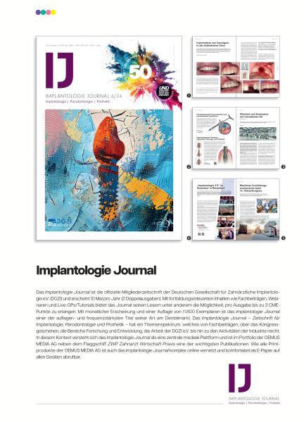 Cover bild gehörig zu Mediadaten Implantologie Journal