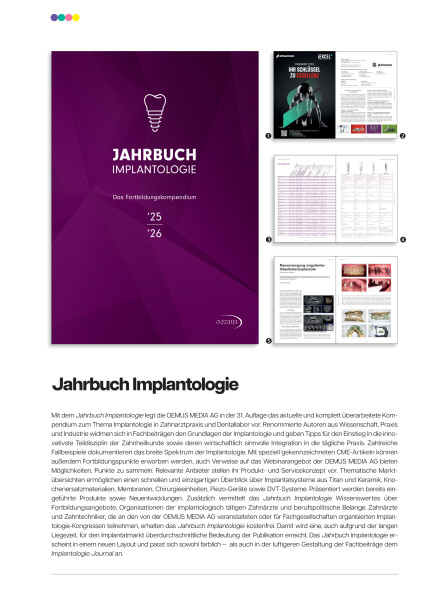 Cover bild gehörig zu Mediadaten Jahrbuch Implantologie