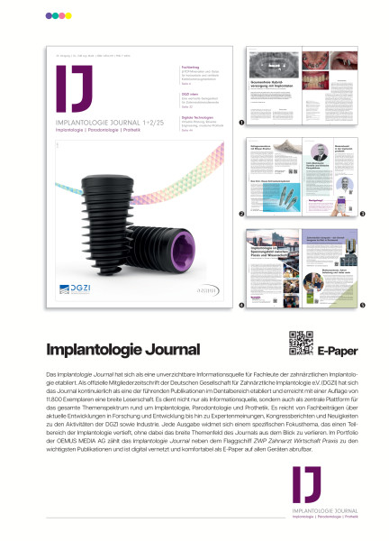 Cover bild gehörig zu Mediadaten Implantologie Journal
