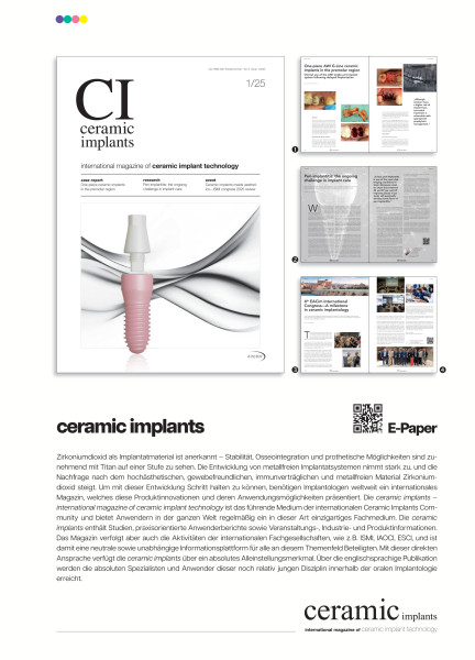 Cover bild gehörig zu Mediadaten Ceramic Implants
