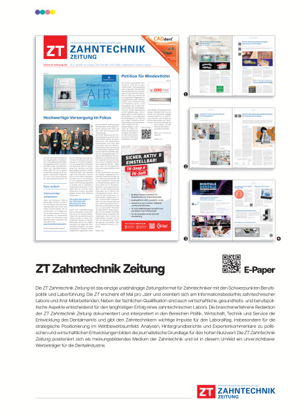 Cover bild gehörig zu Mediadaten ZT Zahntechnik Zeitung