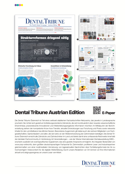 Cover bild gehörig zu Mediadaten Dental Tribune Austrian
