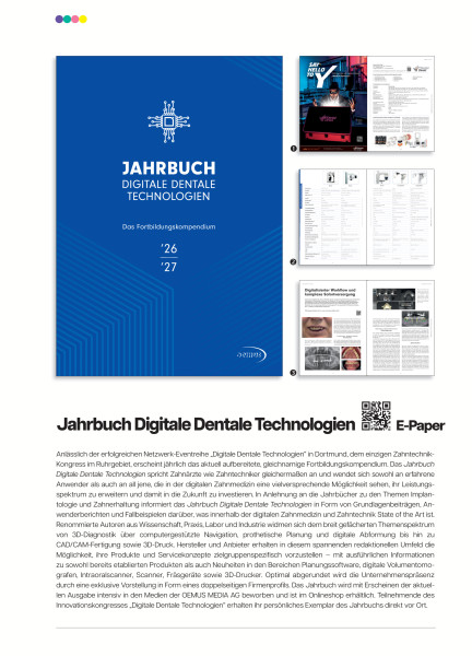 Cover bild gehörig zu Mediadaten Jahrbuch Digitale Dentale Technologien