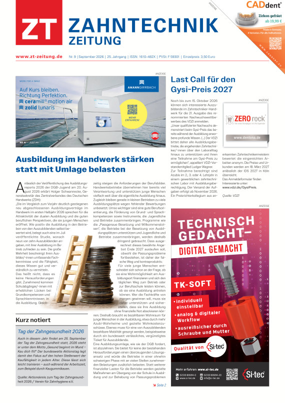 ZT Zahntechnik Zeitung 09/2026